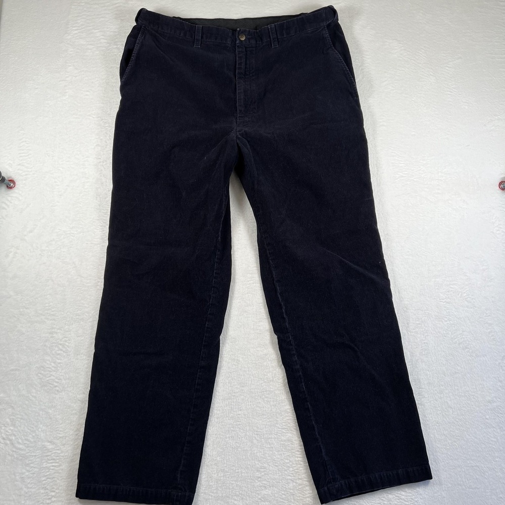 Haggar Q Pants Mens 38x32 Blue Corduroy Chino Straight Leg Casual Warm